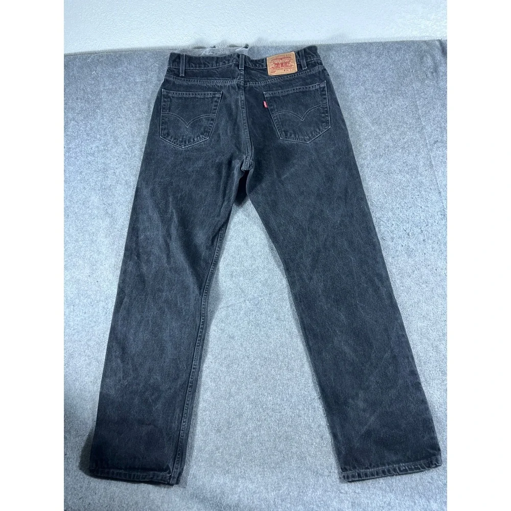 Levis 505 Red Tab Jeans Faded Black Denim Regular Fit Straight Leg Mens 36x32